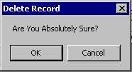 Delete Record dialog box