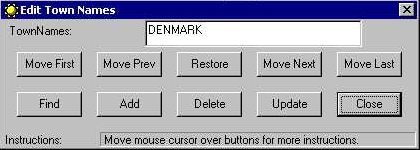 Town Chooser 2.0 Edit Cities Database Window